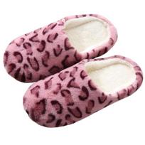 Moteriškos šlepetės Rudens Žiemos Gyvūnų Leopardo raštas Kambarinės Šlepetės Šiltos Pliušinės Moteriškos Vyriškos Šlepetės Minkšta Dugnas Nutildyti Neslidžios Namų šlepetės 36/37 raudona