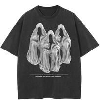 2024 m. Streetwear Vintage Graphic marškinėliai medvilniniai skalbti juodi marškinėliai unisex marškinėliai Hipster vasaros trumpomis rankovėmis marškinėliai S juoda