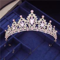 Vintage Purple Crystal Circle Bridal Diadem Royal Queen King Wedding Crown Tiaras Bride Headdress Prom Crowns Hair Jewelry white