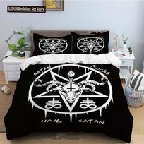 Baphomet Duvet Cover King Queen Size Pentagram With Demon Satanic Goat Head Bedding Set For Boy Men Horror House Comforter Cover EU single(135x200cm)