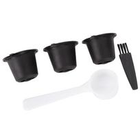 3 vnt. buitinių daugkartinio naudojimo kavos kapsulių filtrų, užpildomų kapsulių puodelis, tinkamas Nespresso (Juoda)