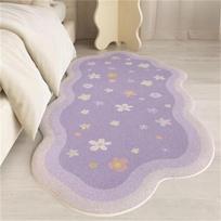 Green Bedroom Rug Fluffy Bedside Carpet Spring Floral and Moss Soft Cute Area Rugs for Bedroom Hallway Home Decoration 40X60CM (1.3X2FT gray