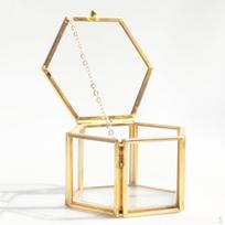 Brass , Glass Geometric Terrarium Tabletop er, Gold 12.5 x 12.5 x 6 cm white