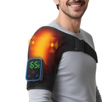 Electric Heating Vibration Shoulder Knee Massager Brace with App Control 3 Levels Timer Detachable Massage Pads black