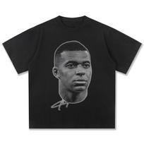 Mbappé vyriški drabužiai Medvilnė normcore futbolo T-shirt marškinėliai Laisvalaikio Kvėpuojantis Spausdintas retro Streetwear Mada Per didelis Laisvalaikio S gray