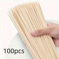 100 vnt./pakuotė 2,5 mm storio vienkartiniai kepsninės pagaliukai Namų kepsninės bambukiniai pagaliukai Lauko iškylos kepsninės pagaliukai beige