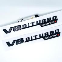 Automobilio sparno šoninis V8 BITURBO 4MATIC emblemos ženklelis Priedai glossy black 2pcs white
