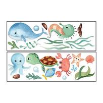 2 Sheets Non Slip Bathtub Stickers Cute Ocean Creature Sticker Self Adhesive Bath Tub Shower Decal for Bathroom Floor Tub Decor 1 Set