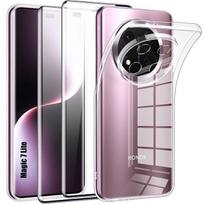 Coque pour Honor Magic 7 Lite, Silicone Transparent Antidérapante Anti-Rayures - 2 Verres Trempés