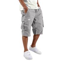 Mens Classic Fit Cargo Shorts Relaxed Knee Length Drawstring Waist Multiple Pockets Lightweight Fabric Design L