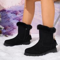 Women Snow Boots Winter New Warm Designer Ankle Boots Women Luxury Platform Boots Non-slip Short Plush Flat Shoes Women 36 juoda