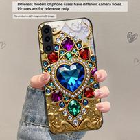 Secret Realm Blue Heart For Samsung Galaxy S20 S21 S22 S23 Plus S24 FE S25 Ultra S26 Edge S25+ S20+ S22+ Black Glass Phone Case Galaxy S26