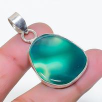 Natural Green Onyx Gemstone Handmade 925 Sterling Silver Pendant 1.65  AP-15917