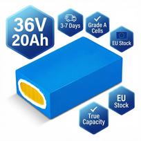 DE Stock 36V20Ah Blue PVC Lithium Battery for E-Bikes, Scooters 2600mAh 10s8p Cells & 20A BMS with 3A Big Warhead Plug 36 V 20Ah