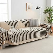 Mibai Black Striped Sofa Towel Bohemian Minimalist Art Style One-Piece Sofa Cover Cloth For Living Room Home Decor 130x183cm