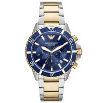Emporio Armani AR11362 Chronograph Nardymo vyriškas dvispalvis laikrodis 43mm auksas