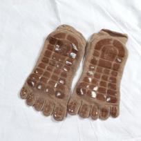 Thickened Non Slip Grip Socks Non Slip Grip Fitness Toe Socks Five Fingers Socks  Indoor Fitness chaki