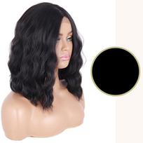 MISSQUEEN trumpi garbanoti perukai Sintetinis trumpas juodas rožinis perukas iki pečių plaukai moterims, vidurinei daliai karščiui atsparus perukas 14inches&China black