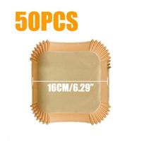 50/100 vnt. oro gruzdintuvė Kepimo popierius kepsninės lėkštei Apvalus orkaitės padėklas 16/20 cm „AirFryer“ alyvai atsparus vienkartinis popierinis įdėklas