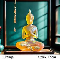 Mini Transparent Color Buddha Statue Zen Gesture Thai Buddha Resin Figurine Sculpture Home Office Feng Shui Decoration Ornament oranžinė
