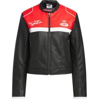 Adidas Originals Lenktynių Stiliaus Madinga Paprasta Universali Striukė Su Apykakle Moteriška Striukė Juoda Šviesiai Raudona JM8023 S red