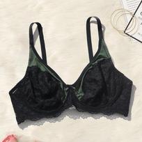 Moteriškas didelio dydžio liemenėlė Seksualūs nėriniai 3 kabliukai Kaspinėlis Liemenėlės Patogios su lankeliu 0Xl-5Xl - 090 1XL žalia