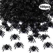 100 VNT. Realistiškas Plastikinis Voras Imitacinis Voras Vabzdys Klastingas Rekvizitas Pokšto Žaislas Baisus Siaubo Naujovė Juokinga Helovino Vaiduoklio Dovana juoda