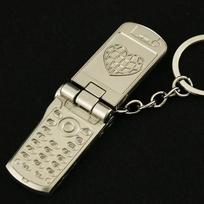 Kūrybiškas pakabukas Mini mobilusis telefonas su atverčiamu dangteliu ir besisukančiu visų metalinių žaislų dekoracija Raktų pakabukas