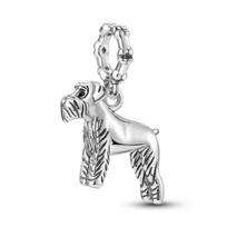 Gyvūnų serijos kabantis 925 svarų sterlingų sidabro triušio, borderkolio, papūgos, šnaucerio karoliukai pakabukai tinka originaliam apyrankės papuošalui white