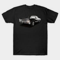Men Black Print T-shirt Supernatural Impala 1967 No-Cut Heat Transfer Print Cotton Tshirt 3XL