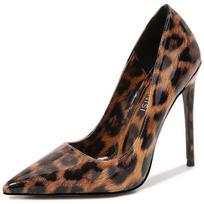 Women Sexy Leopard High Thin Heel Shoes Patent Leather Stiletto Single Shoes Office Nightclub Party Pub Banquet Catwalk Pumps 45 black