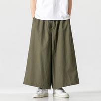 Men’S Fahions Wide Leg Pants Loose Casual Harem Pants Men Streetwear Joggers Striped Retro Pants M armijos žalia spalva