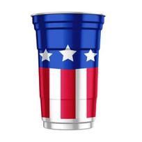USA 250th Anniversary Aluminum Cup, Reusable Patriotic Beer Mug, Red White Blue Party Cup for 4th of July, Camping Picnic BBQ Use 1pc