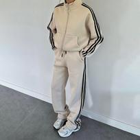 2024 Europe, America, Amazon cross-border women's clothing new autumn and winter sports striped neutral casual sweater suit pants XS