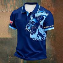 Men's Polo Shirt with Football Print Classic Fit Short Sleeve Soft Fabric Casual Sportswear for Everyday Wear L šviesiai mėlyna spalva