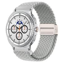 Nylon Braided Strap for Samsung Galaxy Watch 8 44mm 40mm 8Classic 46mm Magnetic Clasp Bracelet Galaxy Watch Ultra 2025 47mm Band Galaxy Watch 8 44mm perlų baltos spalvos