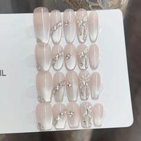 Pure Hand-made Phototherapy Wear Nail-mao Eye First-hand Finished Product Reusable Nail Art Patch Extra small xs