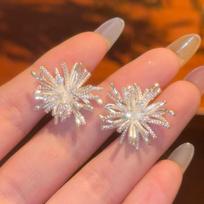 Elegant and Unique Zirconia Dandelion Earrings for Women - Retro Firework Design with High-End Feel