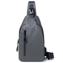 Adjustable Strap Men's Chest Bag PU Leather Sports Walking Bag Zipper Outdoor Waist Bag  Cycling pilka