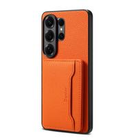 Phone Case for Samsung Galaxy Z Fold 7 Fold6 5 Magnetic Detachable Flip Card Slot Wallet Holder Lychee Pattern Leather Cover Galaxy Z Fold7 oranžinė