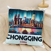 Chongqing A World-Renowned Cyberpunk City 3 Pillow Case Natural Linen Double-Sided Printing Sofa Home Decor Cushion Cover Peach skin 18*18(CM)-1Pcs