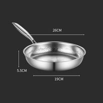 LMETJMA Hammered Pan Pro 304 Stainless Steel Frying Pan Non Stick Skillet Chef Pan Kitchen Induction Compatible Cookware