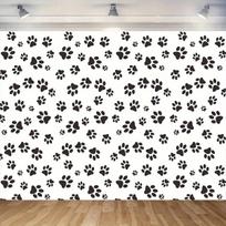 Black Dog Paw Print Photography Backdrop - Polyester No Power Needed Perfect For Birthday Parties & Decorations 150x110cm