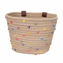 Adjustable Bicycle Basket Removable Design Solid Color Handlebar Front Basket Lightweight Colorful Dots Bike Carrier Bag brown