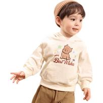 LUSON Baby Boys' 2025 Autumn Hooded Cotton Sweatshirt 90 šviesiai mėlyna spalva