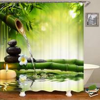 Nuostabi bambuko krioklio dušo užuolaida, atspari vandeniui ir pelėsiui, pagaminta iš aukščiausios kokybės poliesterio A,180x180cm