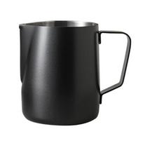 Pieno ąsotis 304 nerūdijančio plieno su skale, pastorinto dizaino, 350 ml, putų plakimo puodelis pieno putojimui juoda