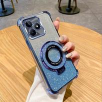 Atsparus smūgiams stovas žiedas telefono dėklas, skirtas Realme Note 50 9 13 Pro Plus 9i 5 C63 C61 C55 C53 C51 C35 C33 C31 C30 C20 C11 C3 Minkštas dėklas Realme 5 5i mėlyna
