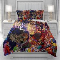 Luffy 3D patalynės užvalkalas vyrams, moterims / Vaikams KID Spausdintas One Piece animacinis filmukas Patalynės komplektas Antklodė Lova Minkšta 135x200cm 3pcs gray