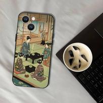 Japan Style Ukiyo-e Phone Case For iPhone 17,16,15,14,13,12,11,Pro,XS,Max,XR,Plus,E,SE4,Mini Black Soft Cover iPhone11